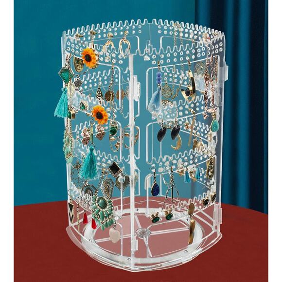 Tasybox 360 Earrings Acrylic Jewelry Storage Display 400 Holes 192 Grooves - Picture 1 of 6